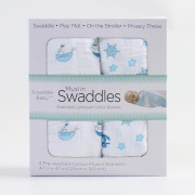 Swaddle Baby 雙層多用途紗布/包巾/浴巾-藍色（2條裝）