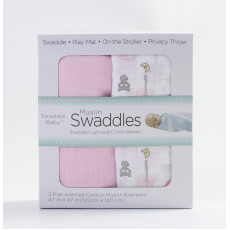 Swaddle Baby 雙層多用途紗布/包巾/浴巾-粉紅2（2條裝）