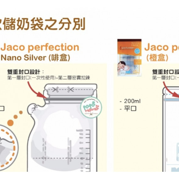 Jaco Perfection 感溫納米銀儲奶袋 250ml (120pc)